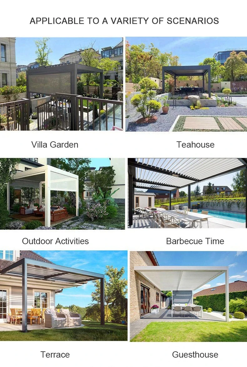 aluminum garden pergola with retractable canopy